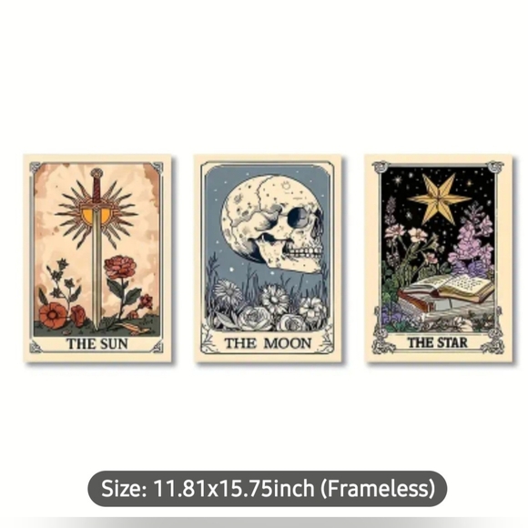 NEW 3 PIECE SET BOHO SUN MOON AND STARS WALL CANVIS DECOR - Picture 1 of 5